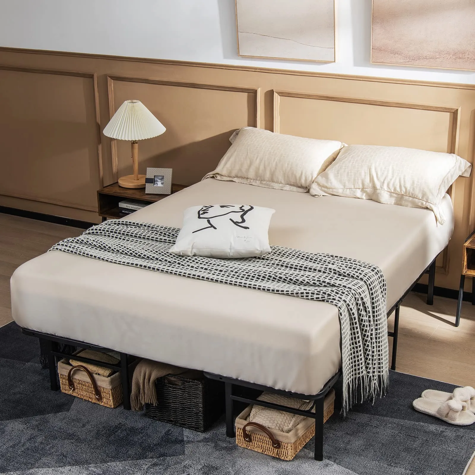 Giantex Folding Bed Frame Steel Platform Bed Twin/Full Size Portable Bed
