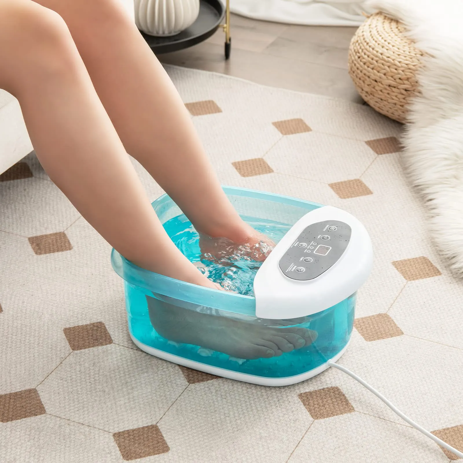 Giantex Foot Spa with Heat and Massage - Feet Bath Soak Tub w/Bubble, Vibration, Removable Pedicure Stone
