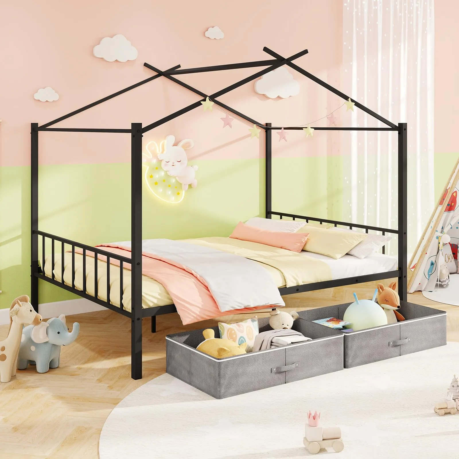 Giantex Full Size House Bed with 2 Storage Drawers