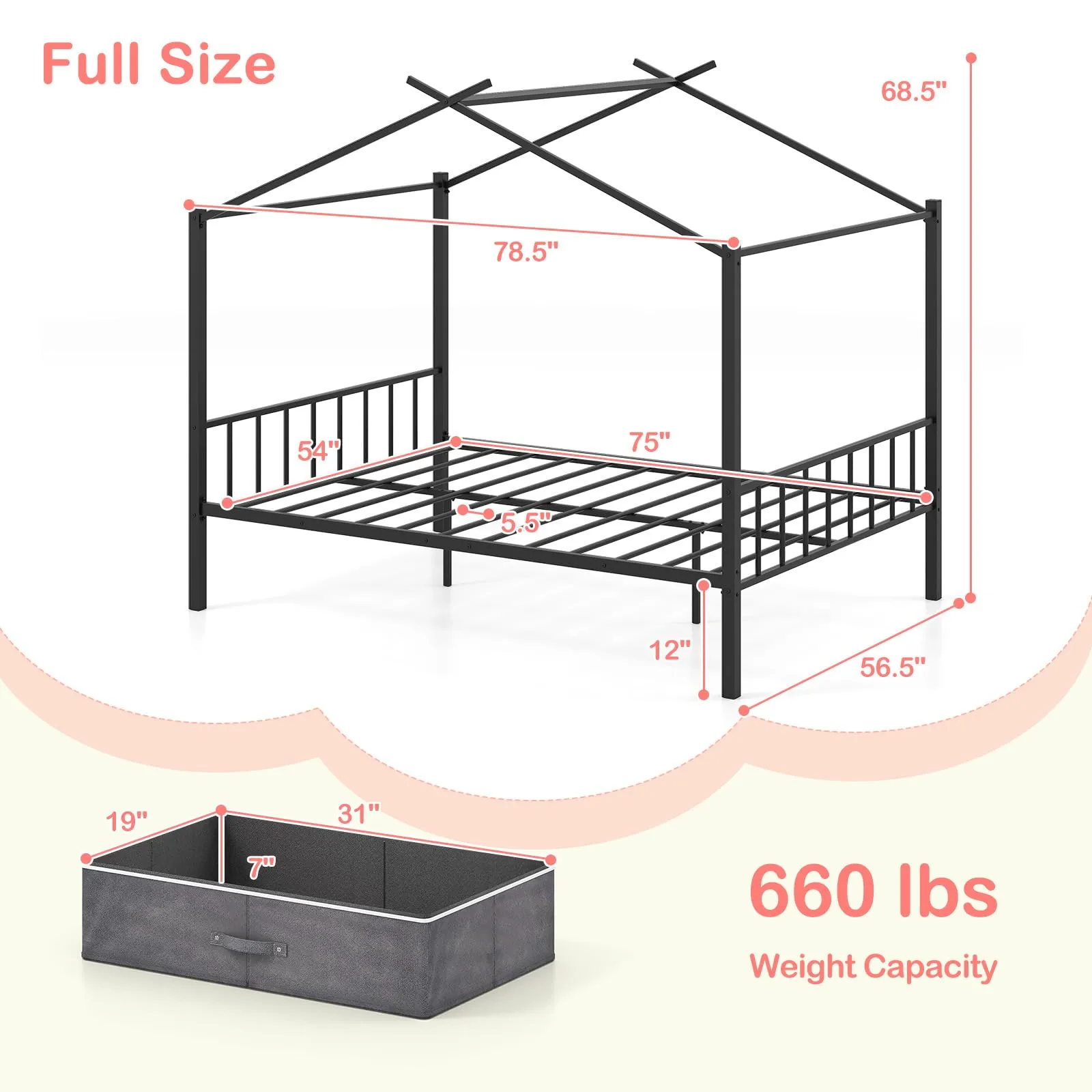 Giantex Full Size House Bed with 2 Storage Drawers