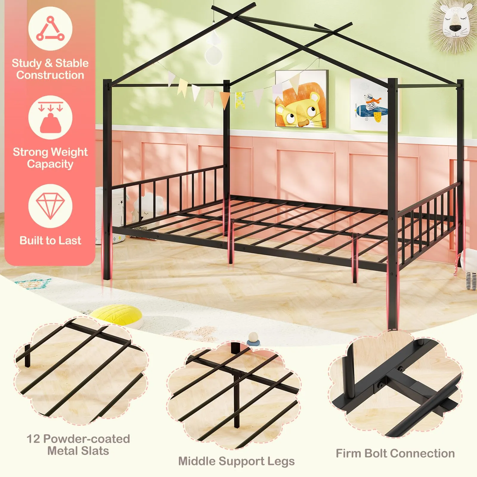 Giantex Full Size House Bed with 2 Storage Drawers
