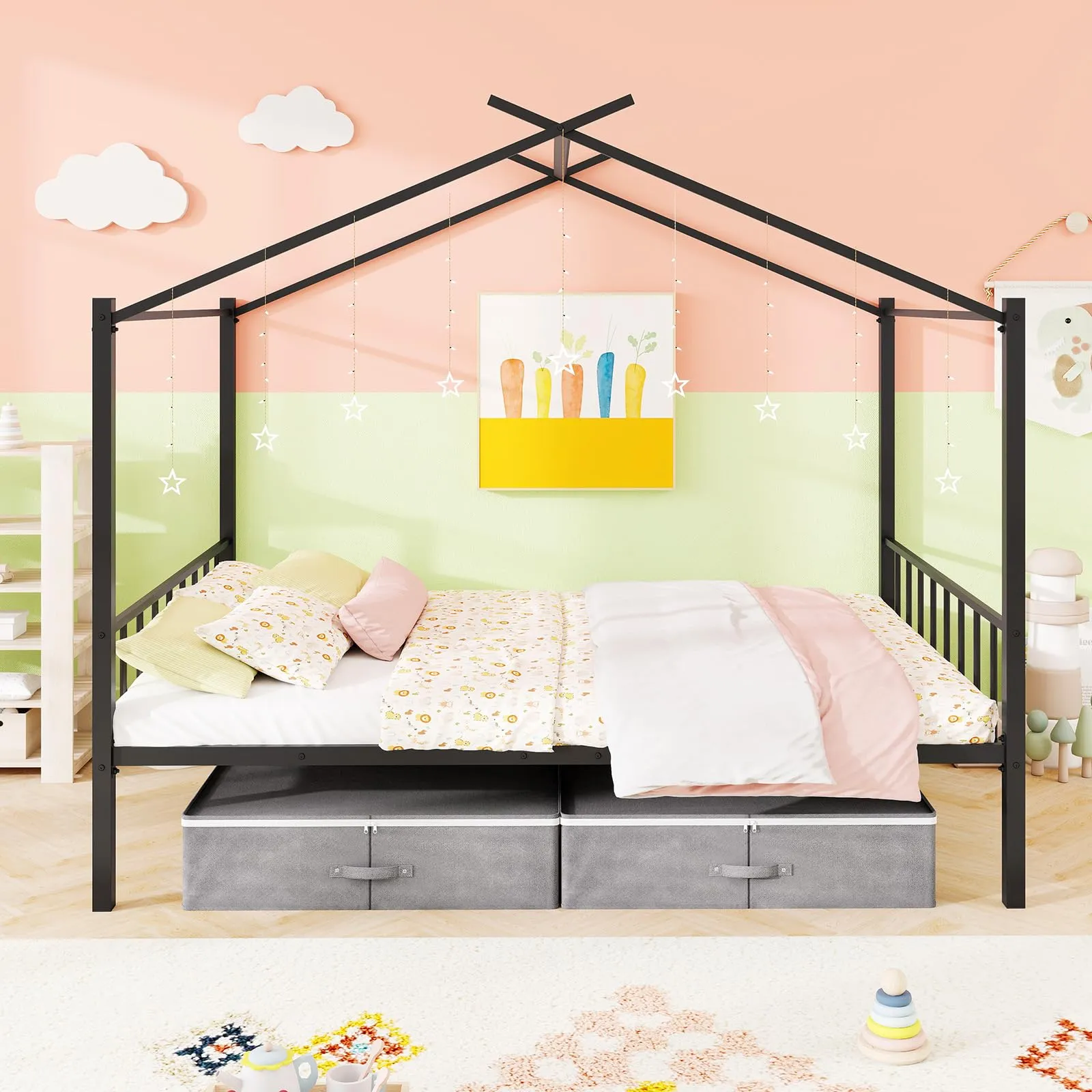 Giantex Full Size House Bed with 2 Storage Drawers