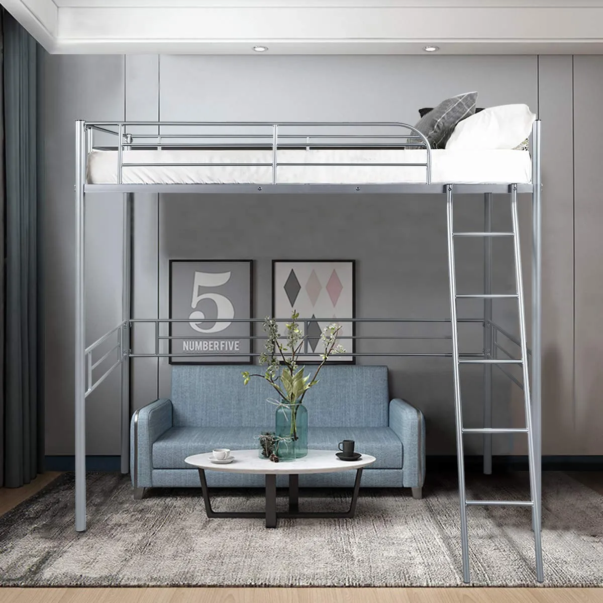 Giantex Heavy Duty Twin Loft Bed with Ladder