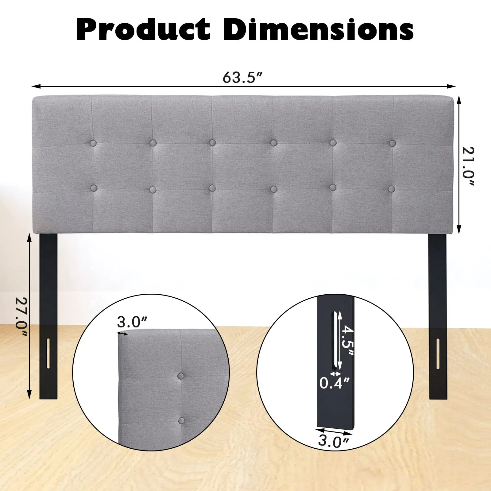Giantex Linen Upholstered Headboard, Adjustable Width Button Tufted Headboard