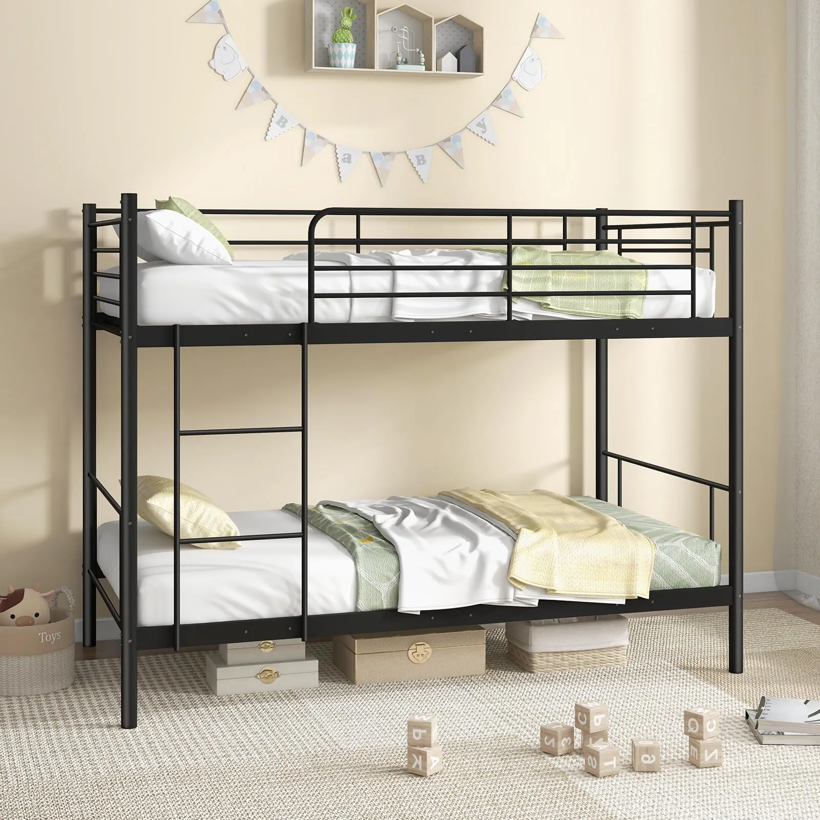 Giantex Metal Bunk Bed Twin Over Twin, Bunk Beds for Kids, Teens & Adults Bunk Bed with Stairs bed frame, queen bed