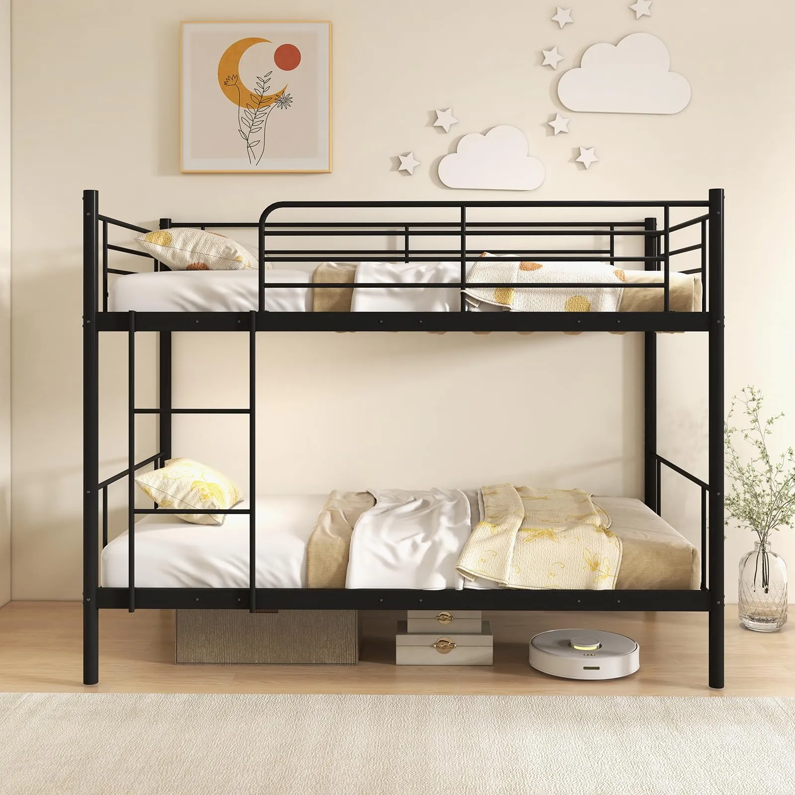 Giantex Metal Bunk Bed Twin Over Twin, Bunk Beds for Kids, Teens & Adults Bunk Bed with Stairs
