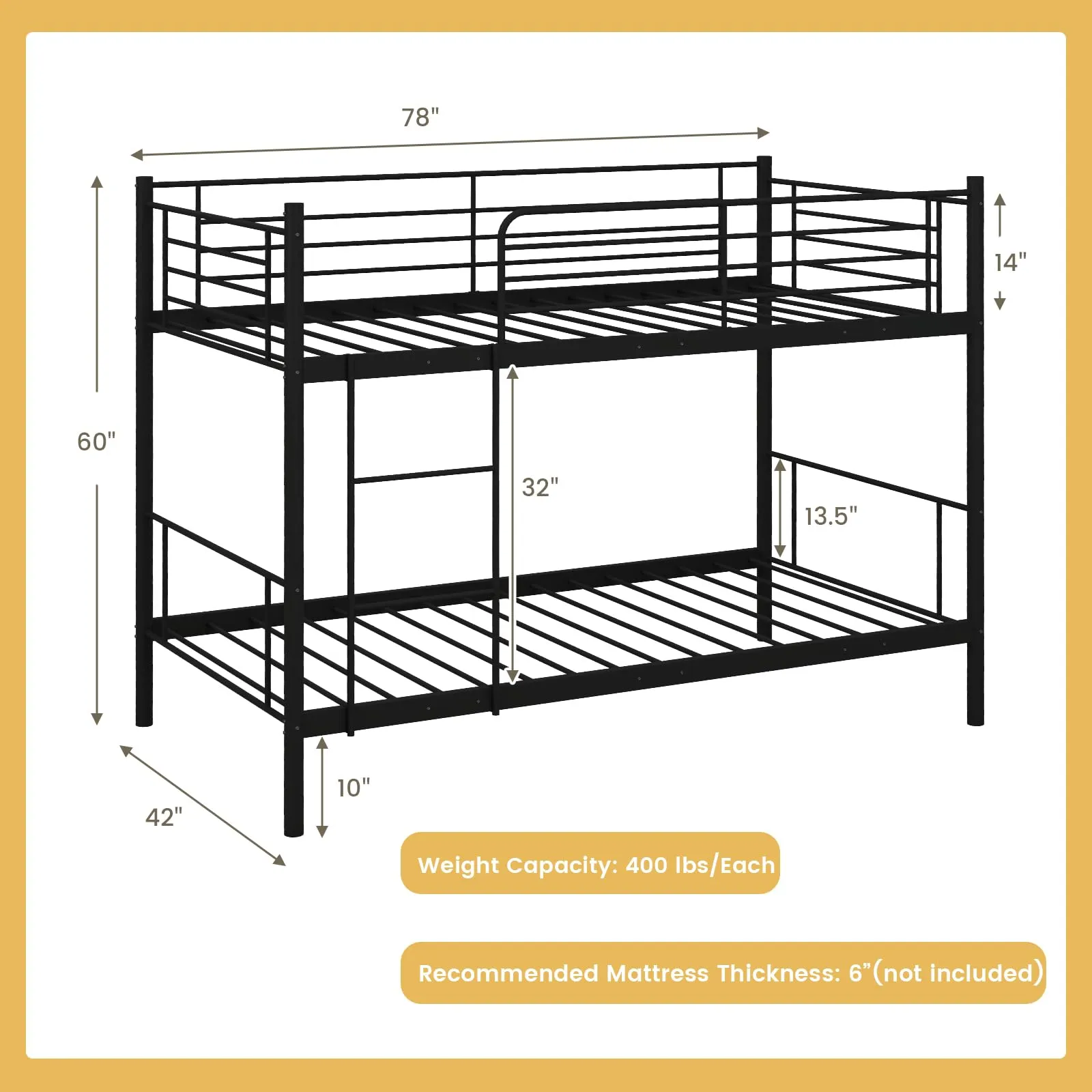 Giantex Metal Bunk Bed Twin Over Twin, Bunk Beds for Kids, Teens & Adults Bunk Bed with Stairs