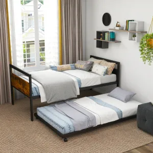 Giantex Metal Daybed with Trundle bed frame, queen bed