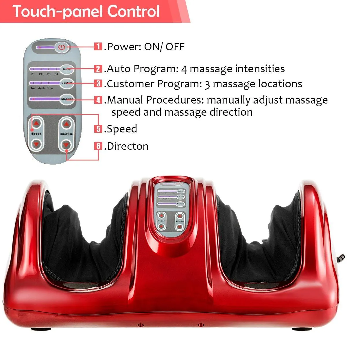 Giantex Nerve Pain Therapy Spa Gift Deep Kneading Rolling Massage for Leg Calf Ankle, Burgundy/Red/Black/Gray
