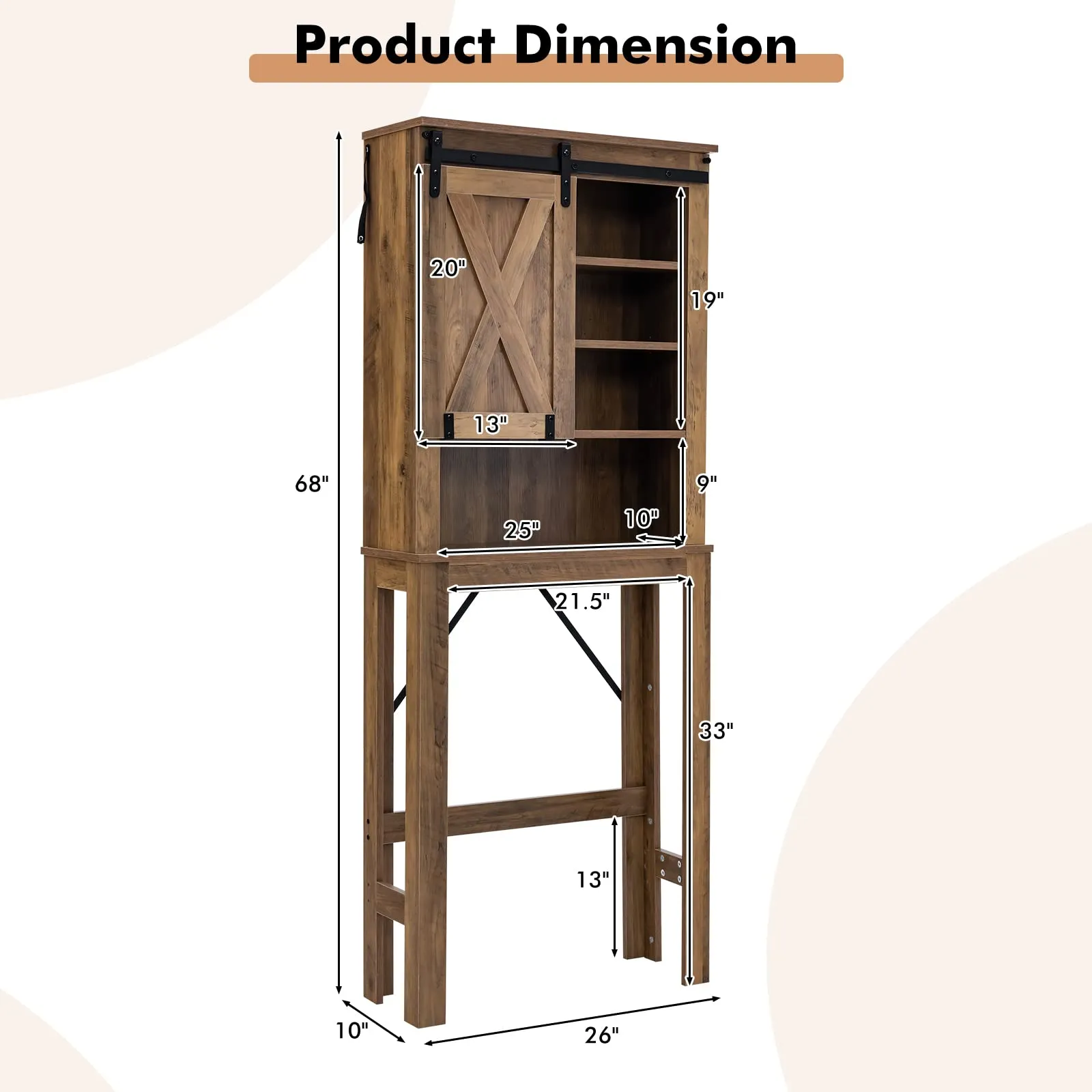 Giantex Over The Toilet Storage Cabinet - Freestanding Toilet Rack