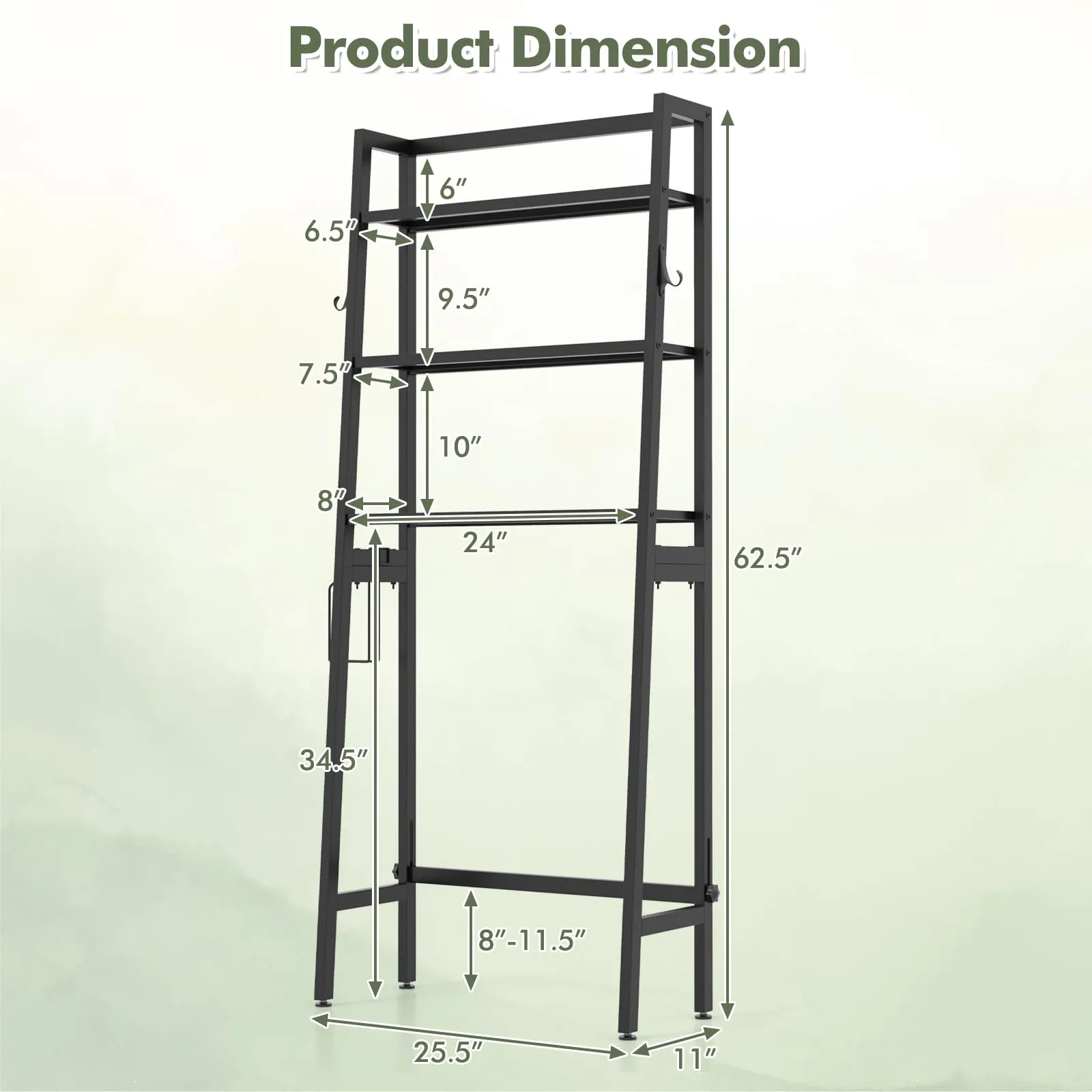 Giantex Over The Toilet Storage Shelf - 3-Tier Freestanding Above Toilet Rack