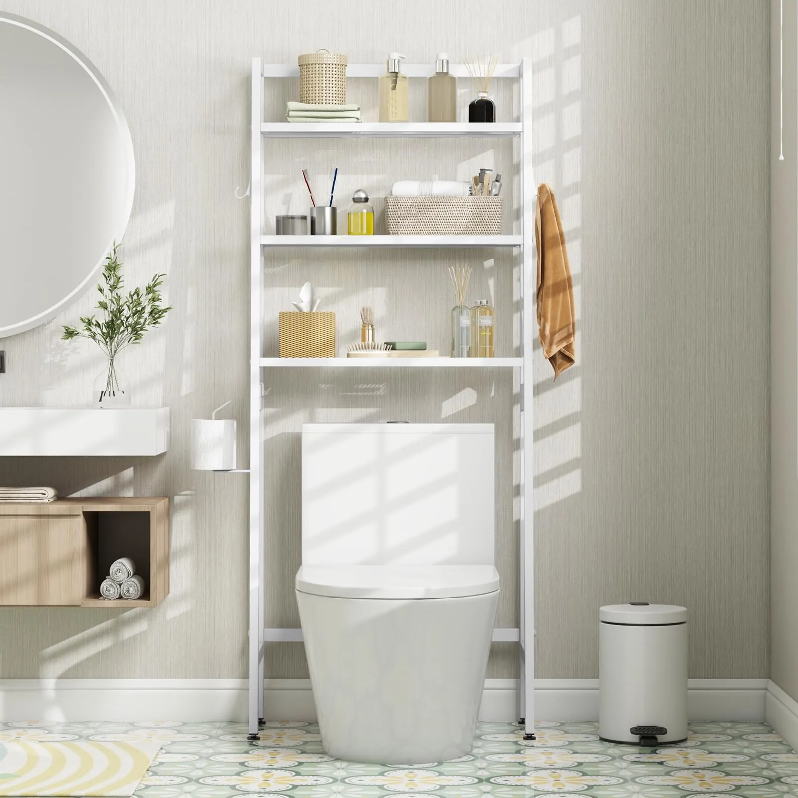 Giantex Over The Toilet Storage Shelf - 3-Tier Freestanding Above Toilet Rack