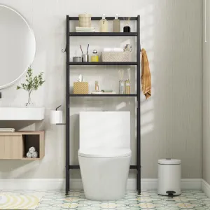 Giantex Over The Toilet Storage Shelf - 3-Tier Freestanding Above Toilet Rack bathroom organizer, toilet brush holder