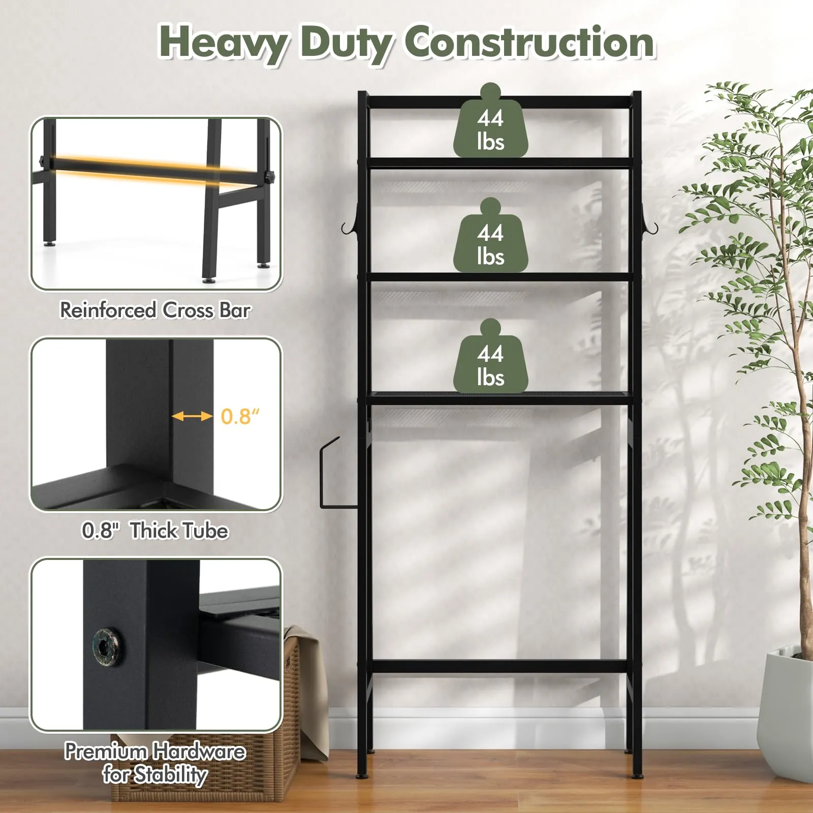 Giantex Over The Toilet Storage Shelf - 3-Tier Freestanding Above Toilet Rack