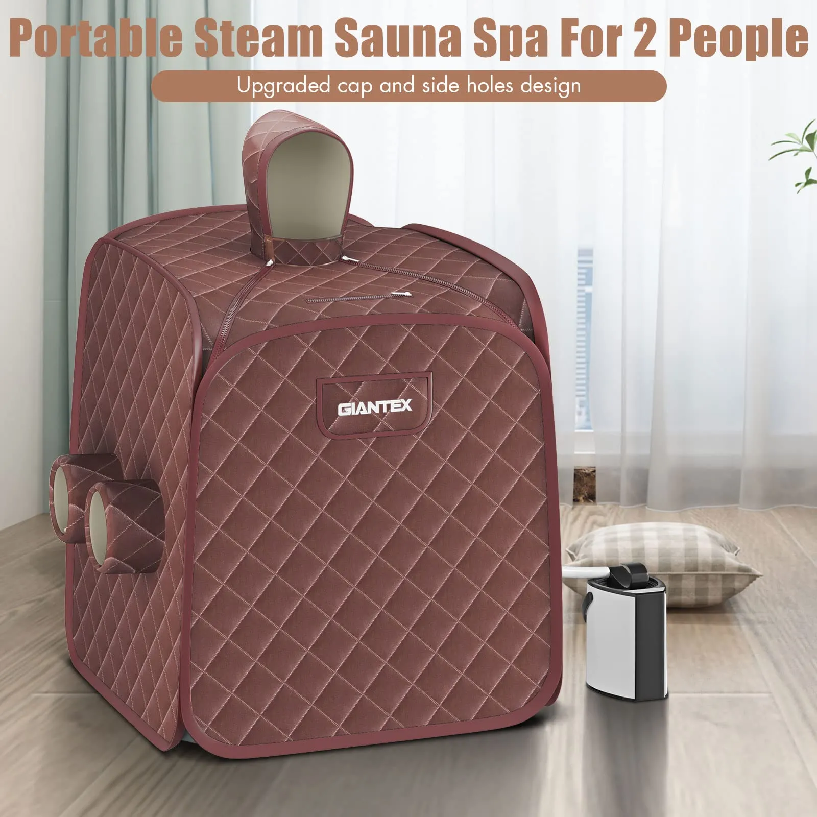 Giantex Portable Folding Sauna, 1 or 2 Person Steam Spa with Remote Control