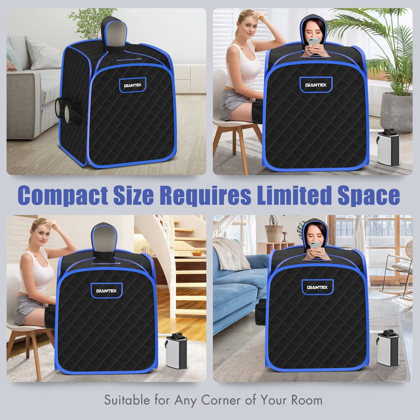 Giantex Portable Folding Sauna, 1 or 2 Person Steam Spa with Remote Control