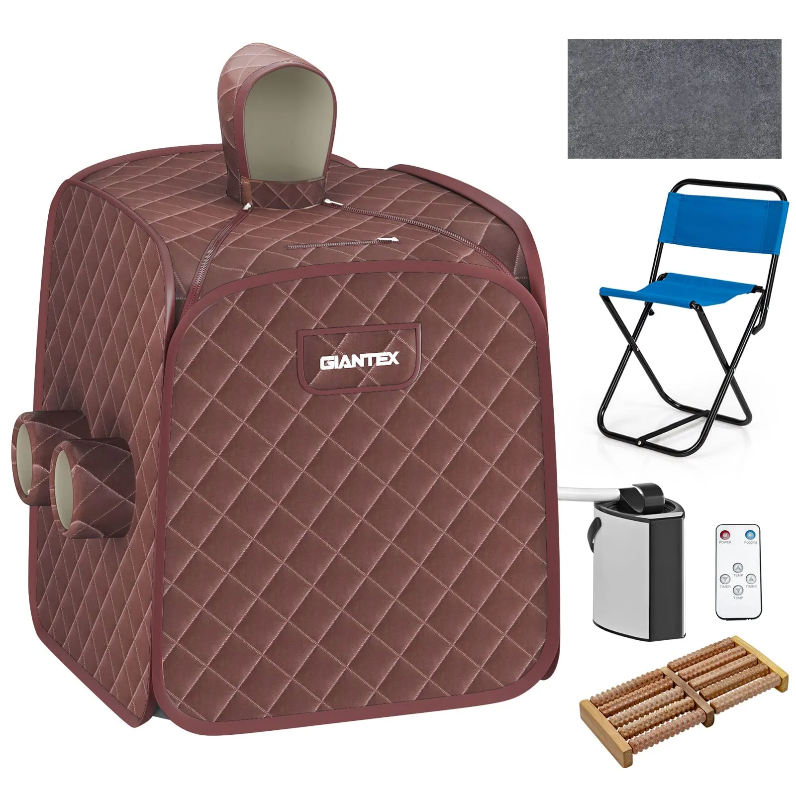 Giantex Portable Folding Sauna, 1 or 2 Person Steam Spa with Remote Control