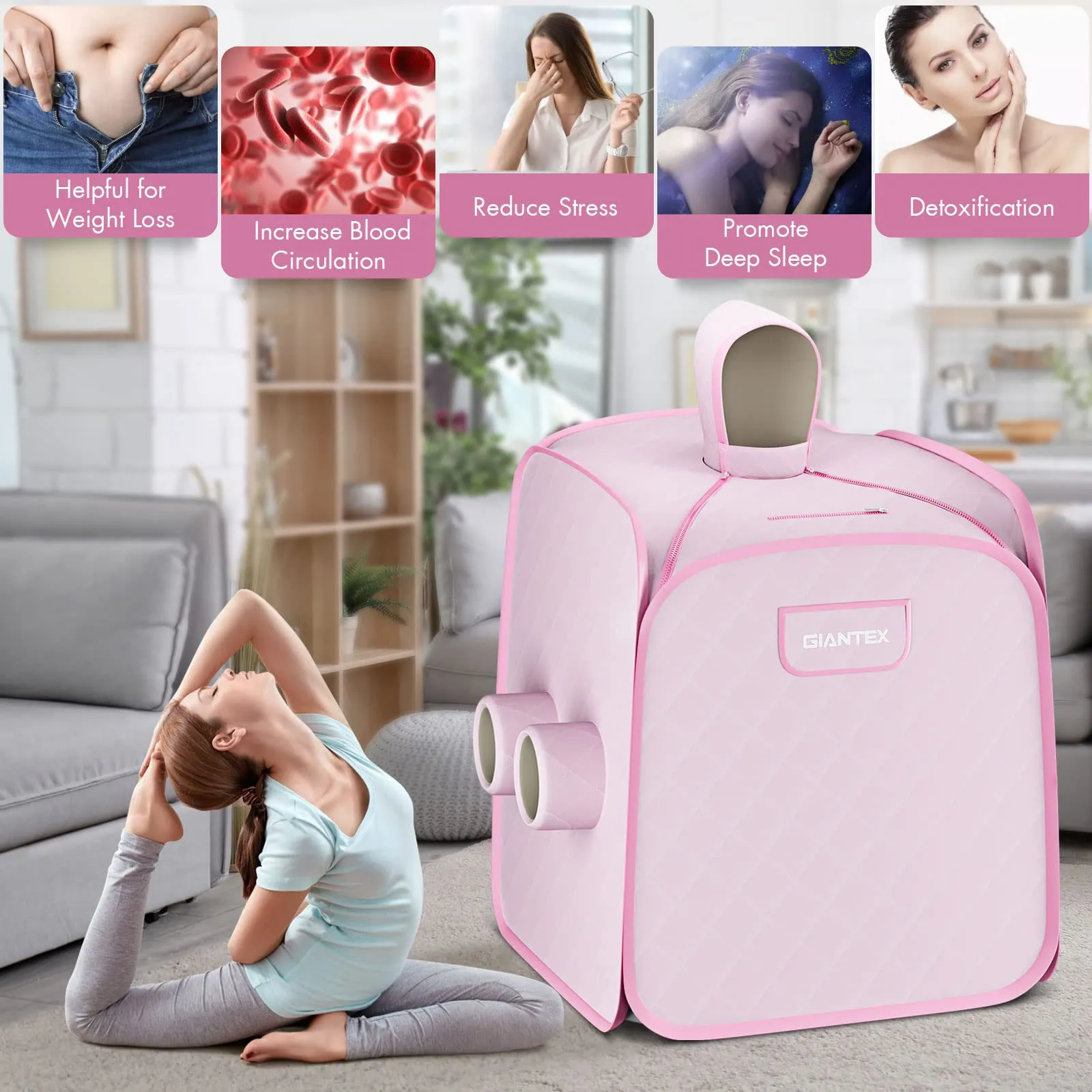 Giantex Portable Folding Sauna, 1 or 2 Person Steam Spa with Remote Control