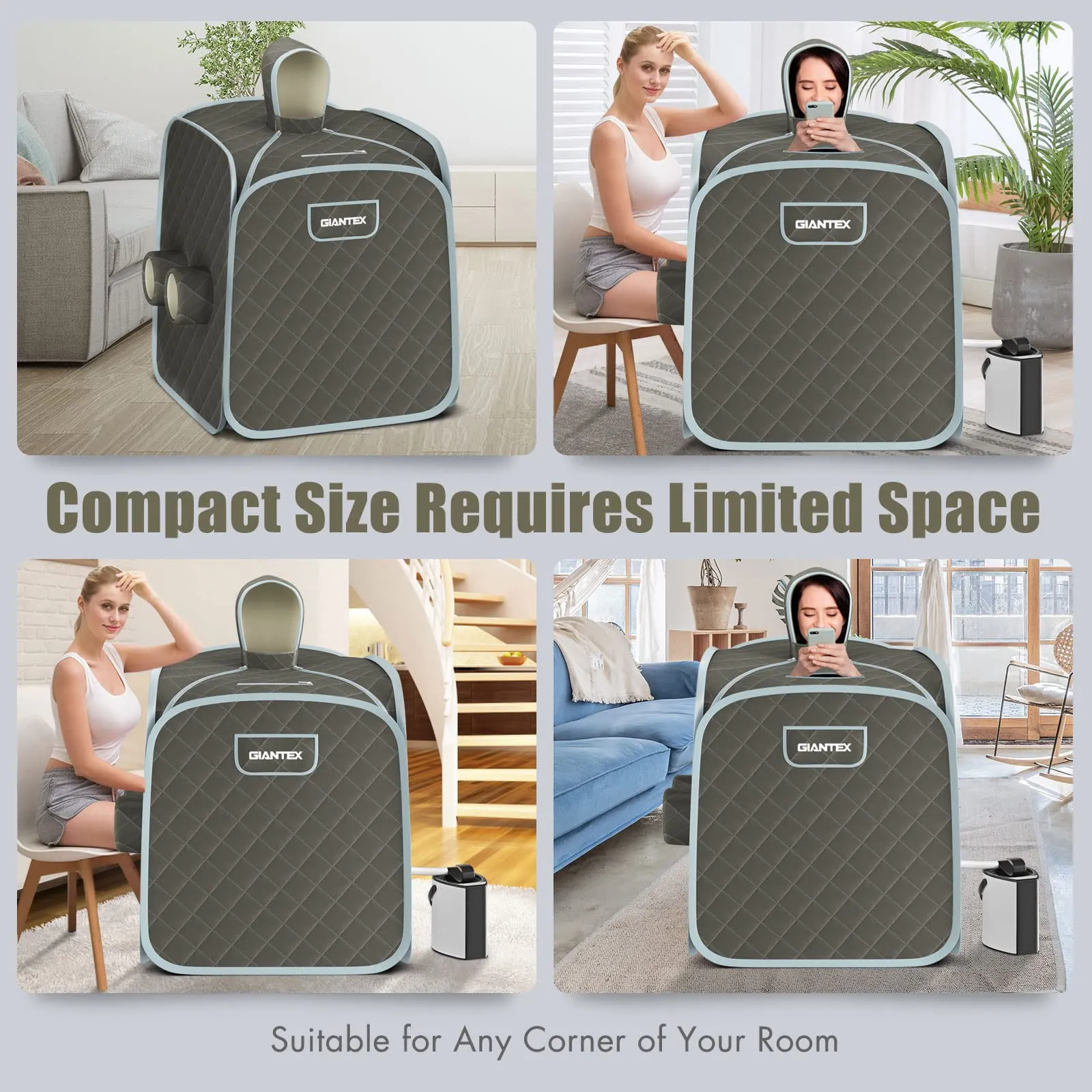 Giantex Portable Folding Sauna, 1 or 2 Person Steam Spa with Remote Control