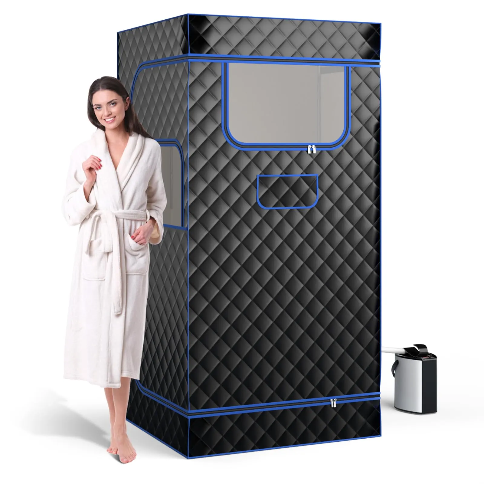 Giantex Portable Steam Sauna, Full Body Sauna Box with 3L Steam Generator, Remote Control folding chair, portable chair
