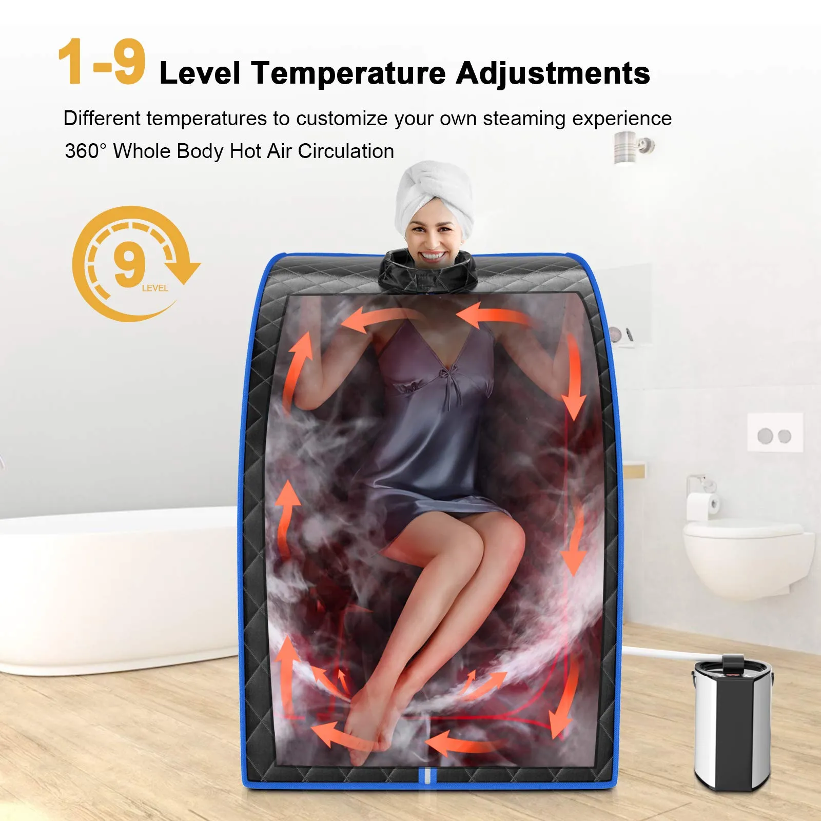 Giantex Portable Steam Sauna, Personal Therapeutic Sauna for Detox, Temperature & Timer Adjustable