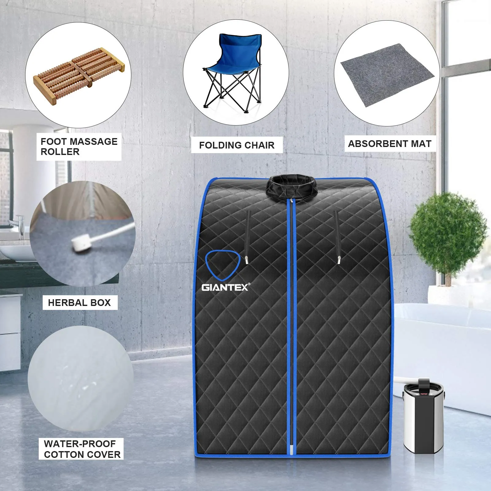 Giantex Portable Steam Sauna, Personal Therapeutic Sauna for Detox, Temperature & Timer Adjustable