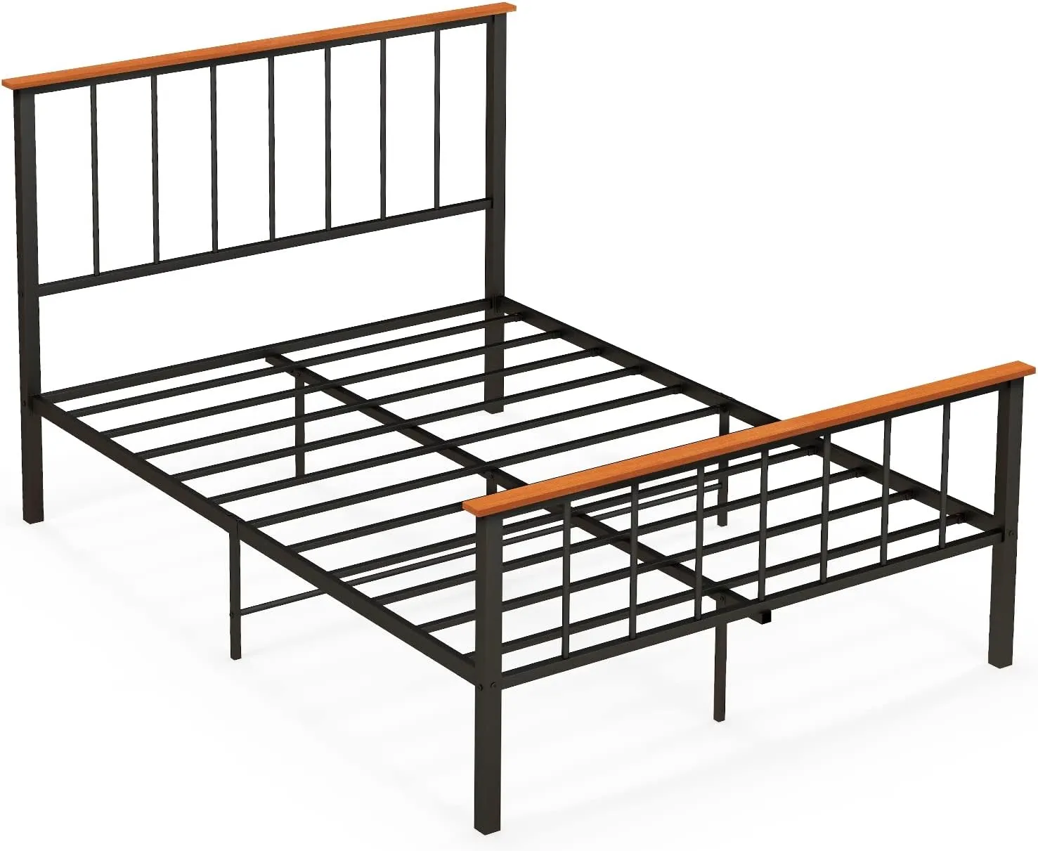 Giantex Queen/Full Size Metal Platform Bed Frame with Spindle Headboard & Footboard, Black