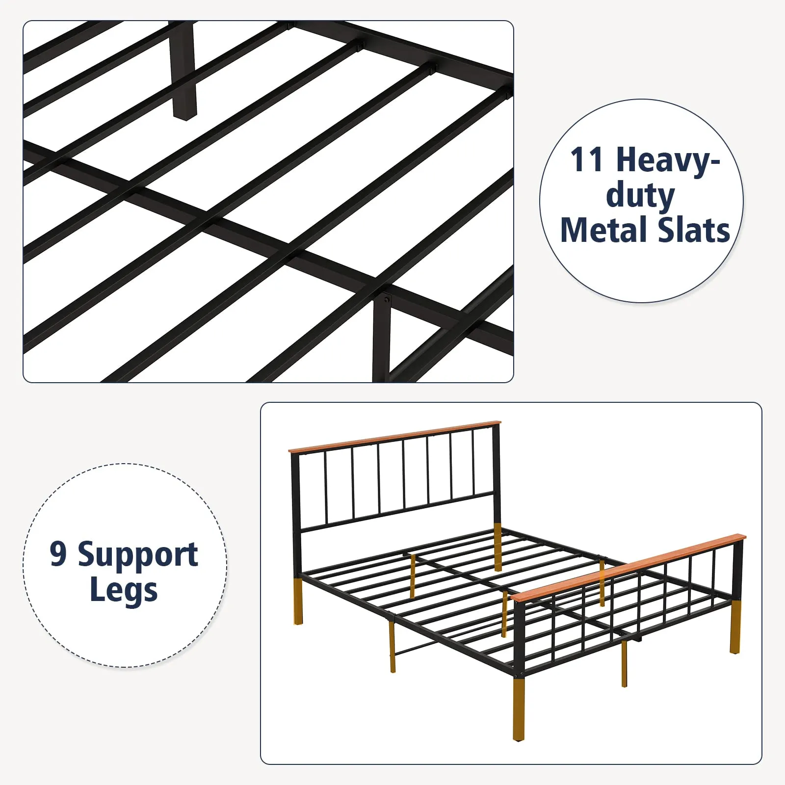 Giantex Queen/Full Size Metal Platform Bed Frame with Spindle Headboard & Footboard, Black