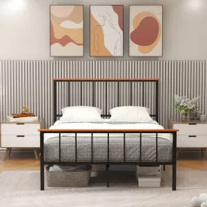 Giantex Queen/Full Size Metal Platform Bed Frame with Spindle Headboard & Footboard, Black bed frame, queen bed