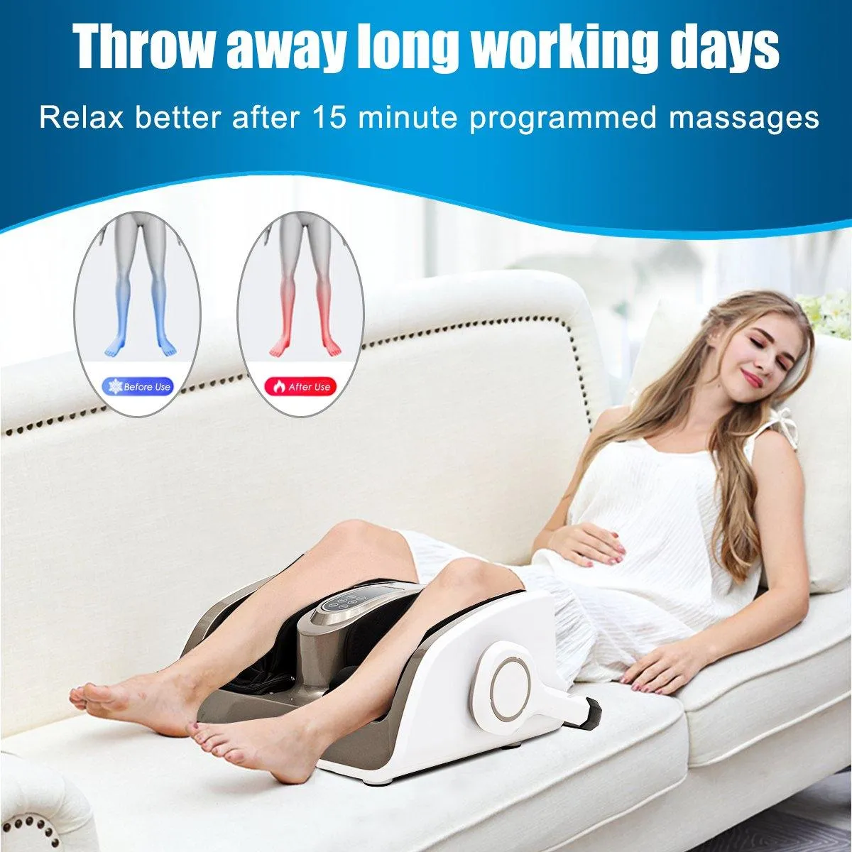 Giantex Shiatsu Foot Massager, Deep Kneading&Air Compression for Foot Calf Leg Arm, Heat and Vibration (White)
