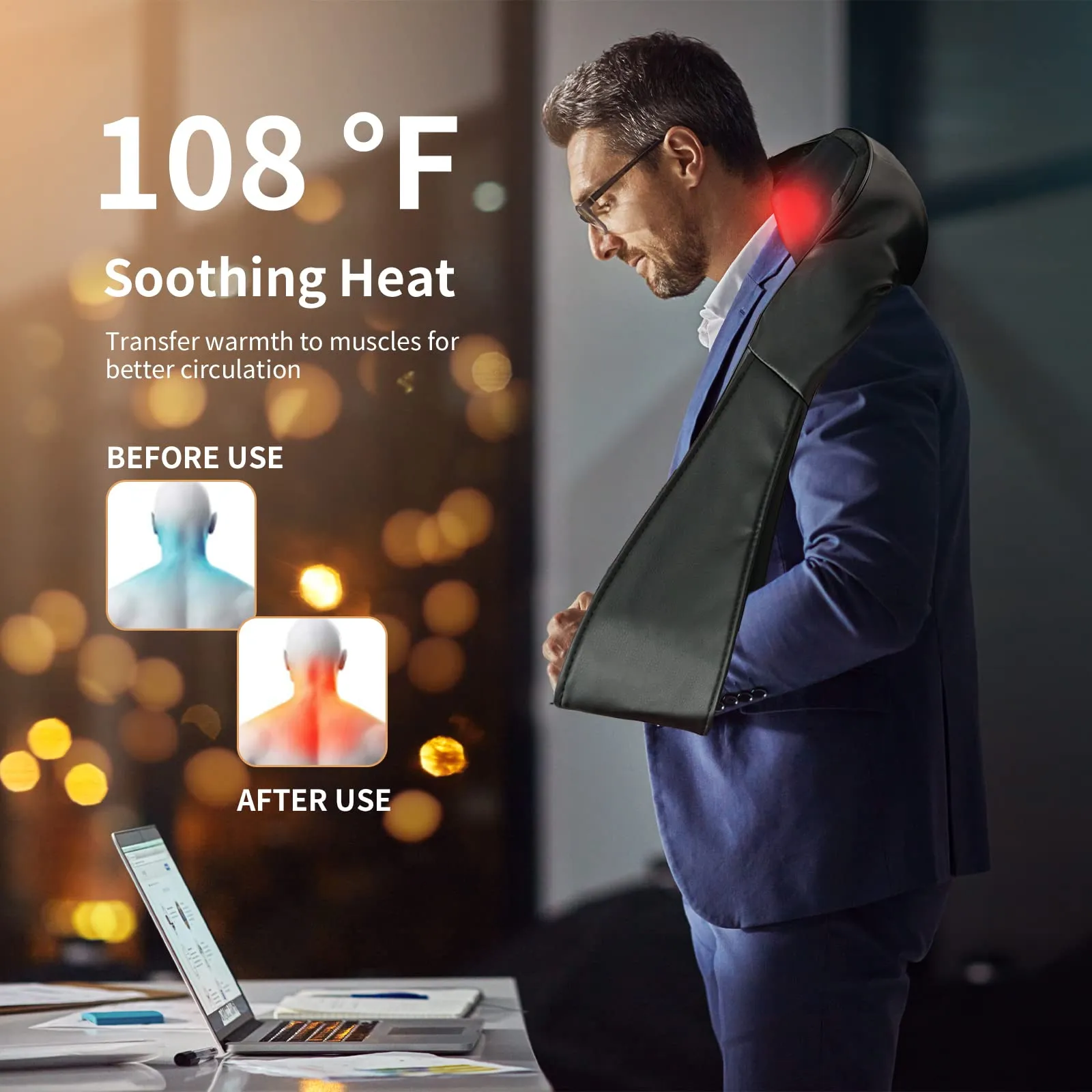 Giantex Shiatsu Neck Back and Shoulder Massager w/Heat, Deep Tissue 3D Kneading Massage Pillow for Back