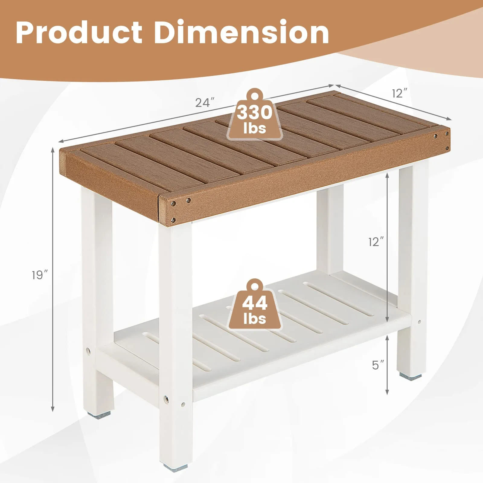 Giantex Shower Bench Stool Waterproof - HDPE Shower Seat with Storage Shelf for Shaving Legs