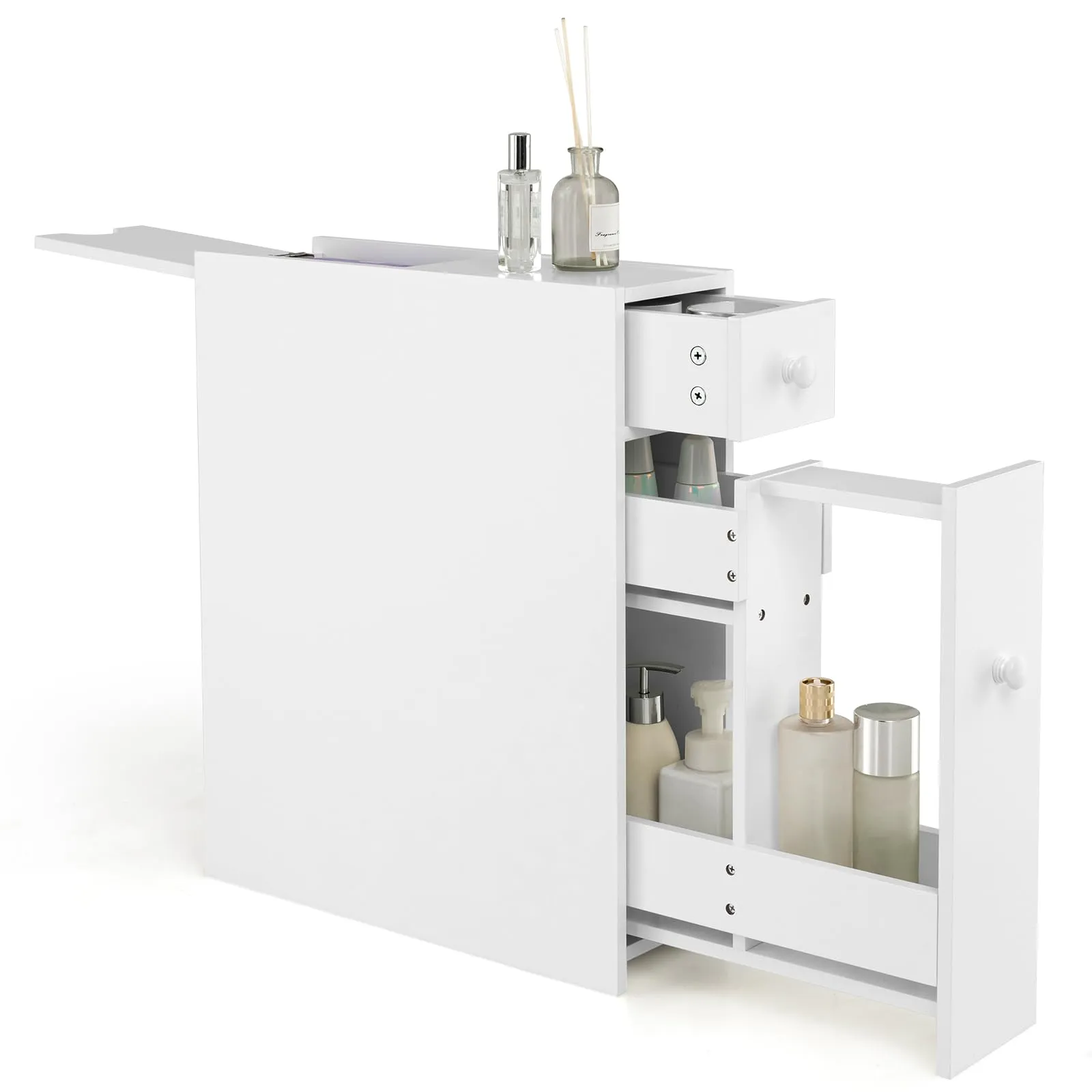 Giantex Small Bathroom Storage Cabinet bathroom organizer, toilet brush holder