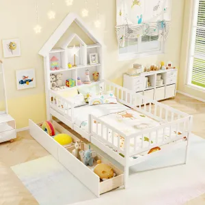 Giantex Twin House Bed with 2 Storage Drawers bed frame, queen bed
