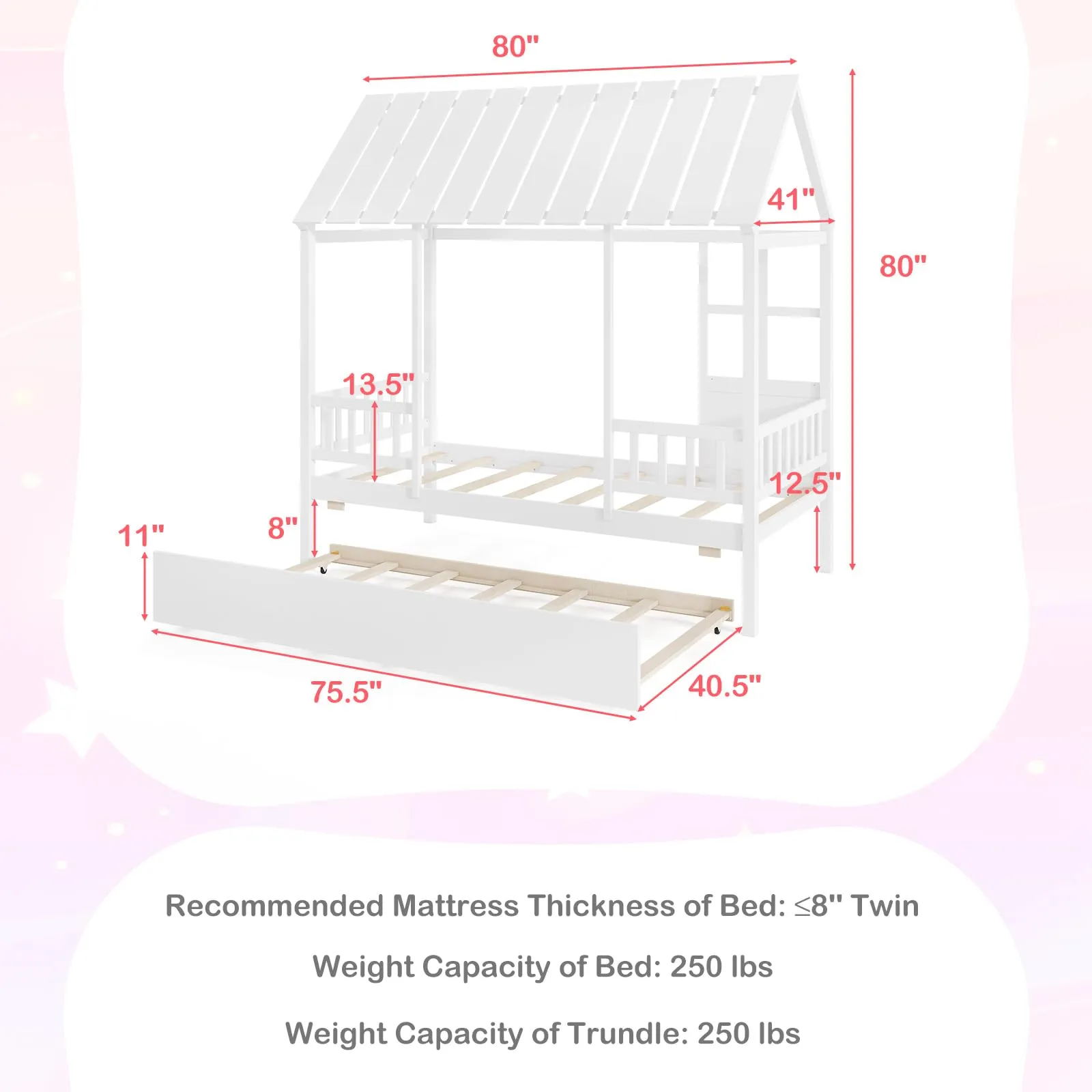 Giantex Twin House Bed with Trundle Bed Twin