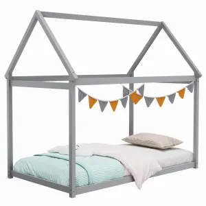 Giantex Twin House Bed, Wood Montessori Bed Frame with House Roof Canopy bed frame, queen bed
