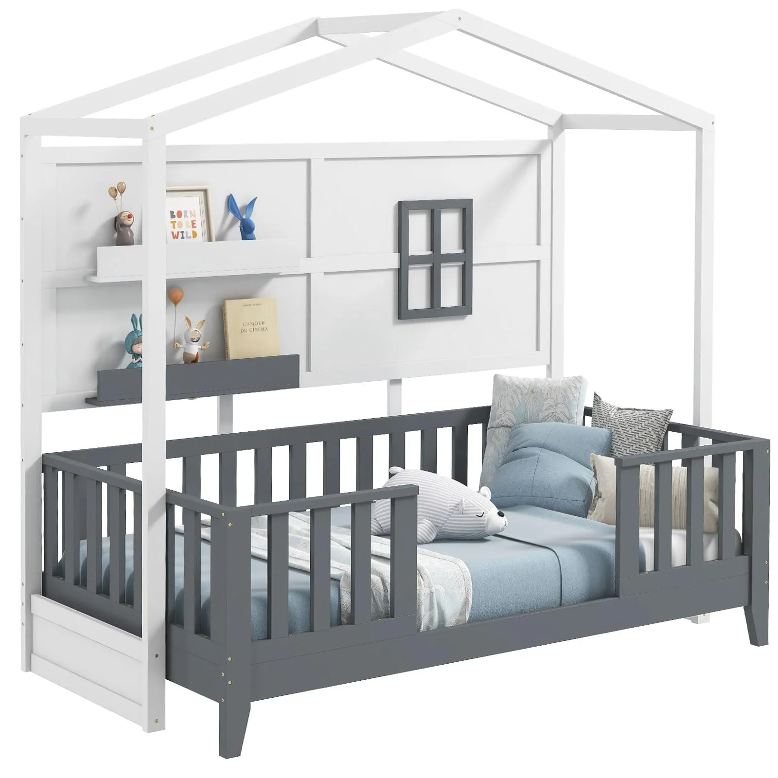 Giantex Twin House Bed bed frame, queen bed