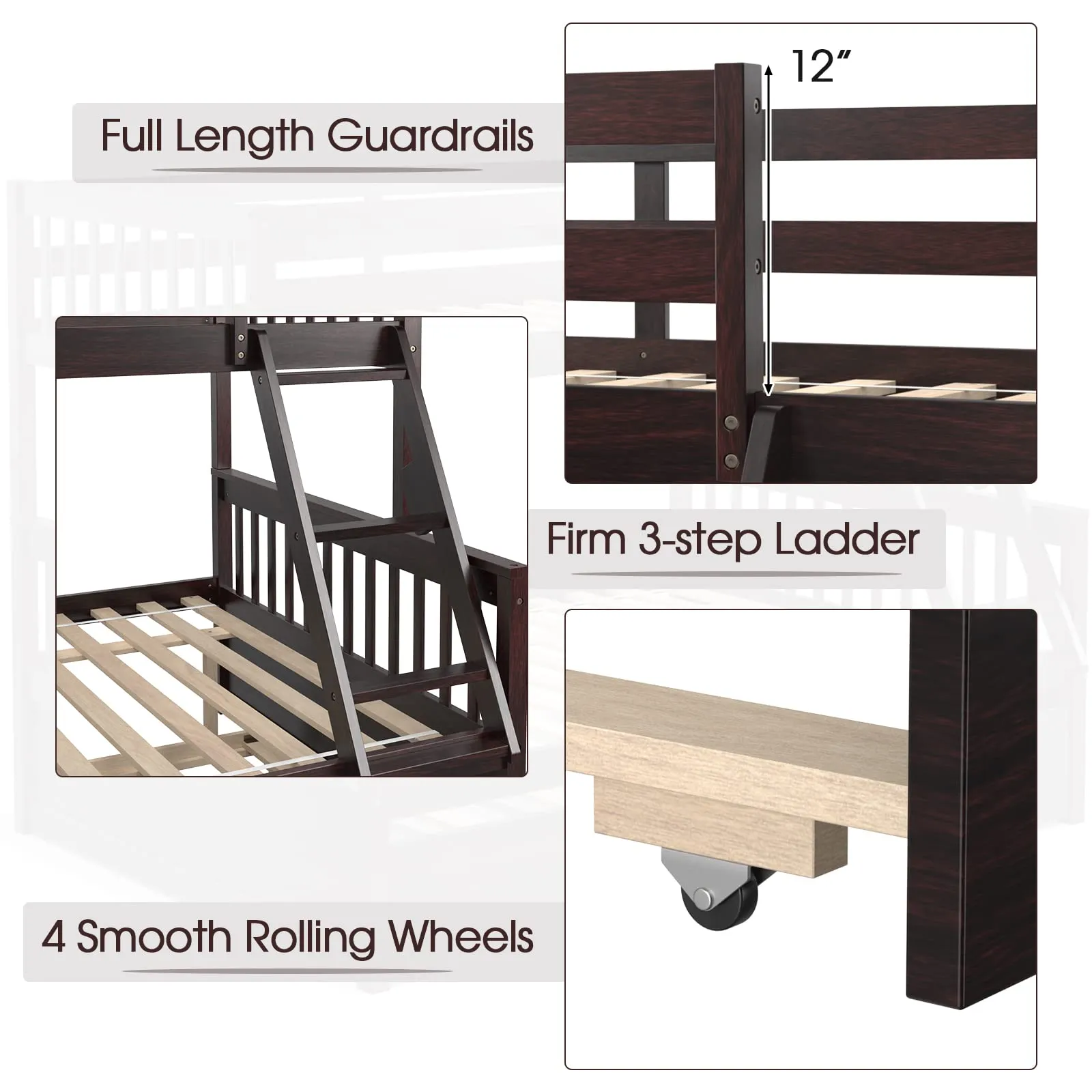 Giantex Twin Over Full Bunk Bed with Trundle