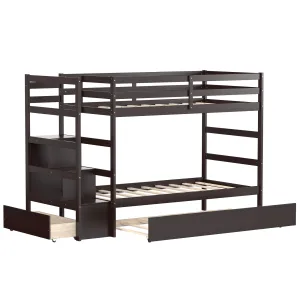 Giantex Twin-Over-Twin Bunk Bed with Trundle bed frame, queen bed