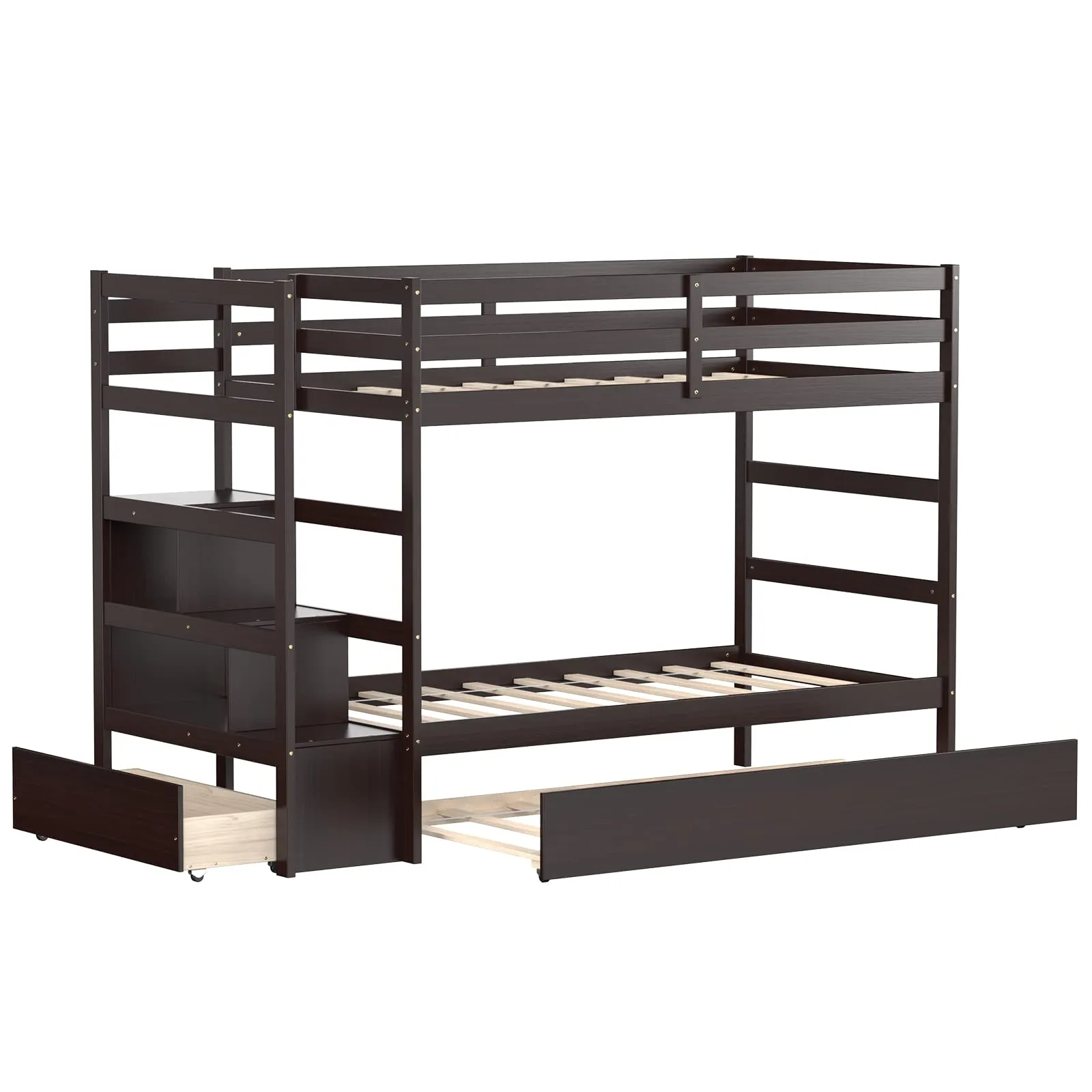 Giantex Twin-Over-Twin Bunk Bed with Trundle bed frame, queen bed