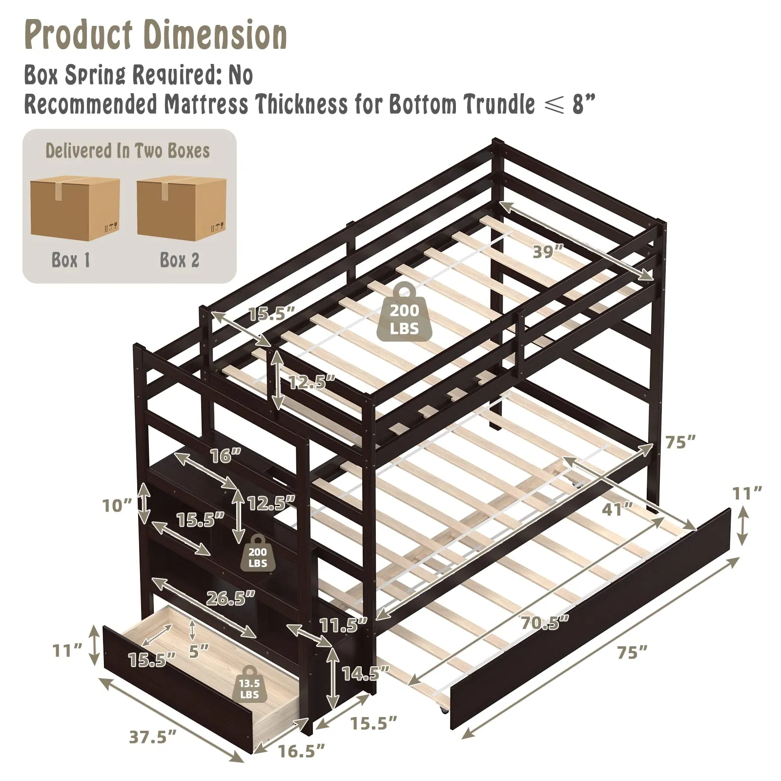 Giantex Twin-Over-Twin Bunk Bed with Trundle