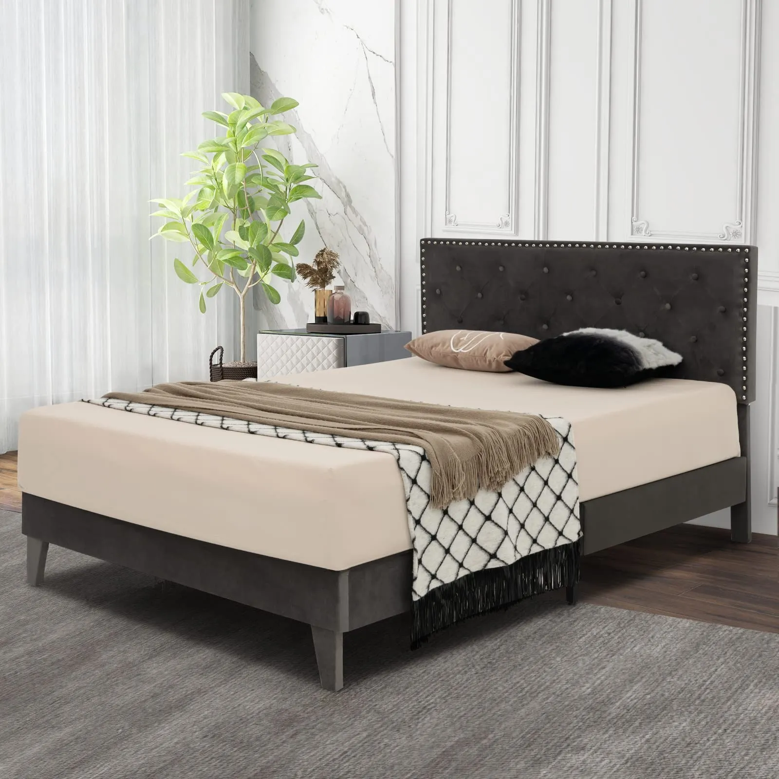 Giantex Upholstered Full Size Bed Frame