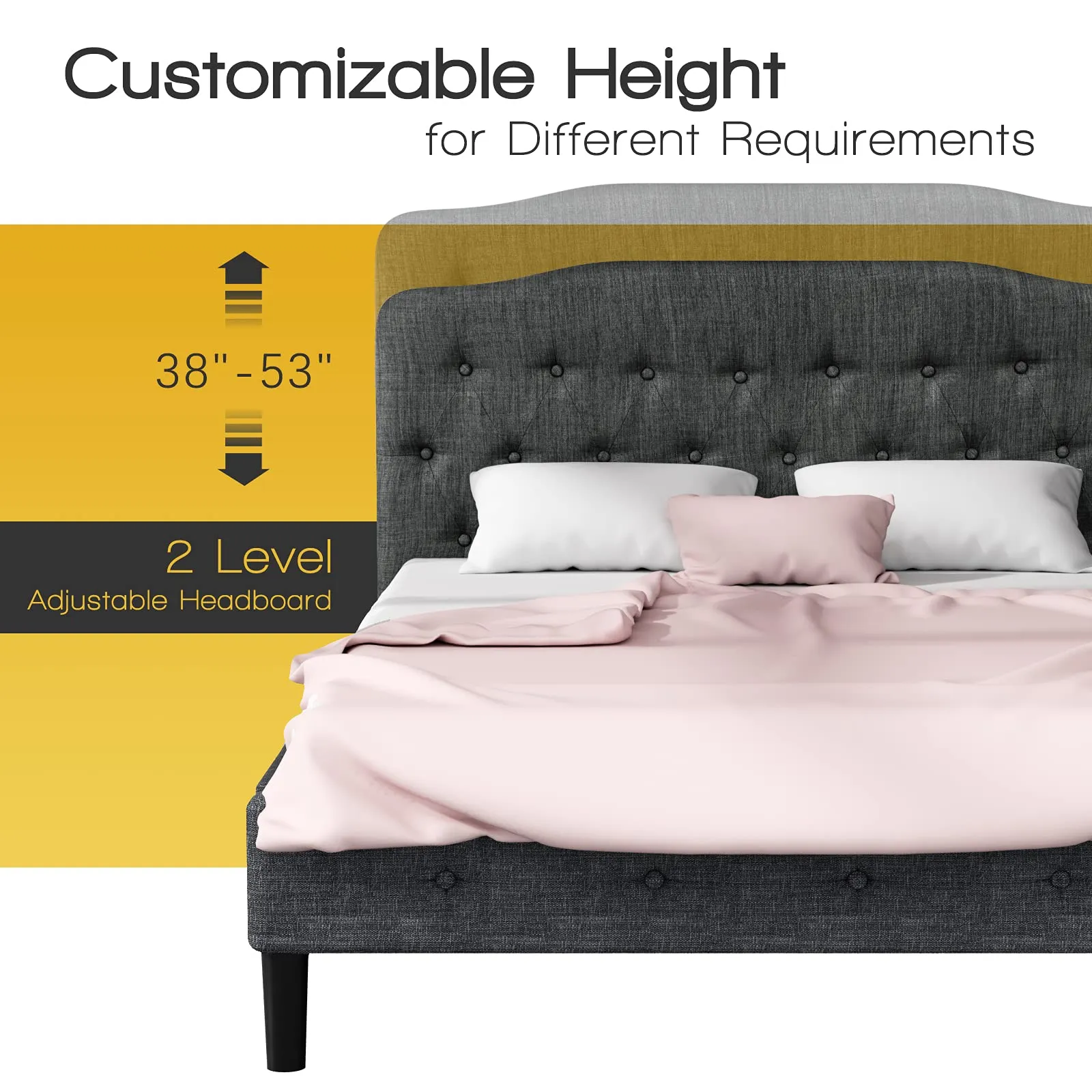 Giantex Upholstered Headboard, Button Tufted Headboard, Queen Size