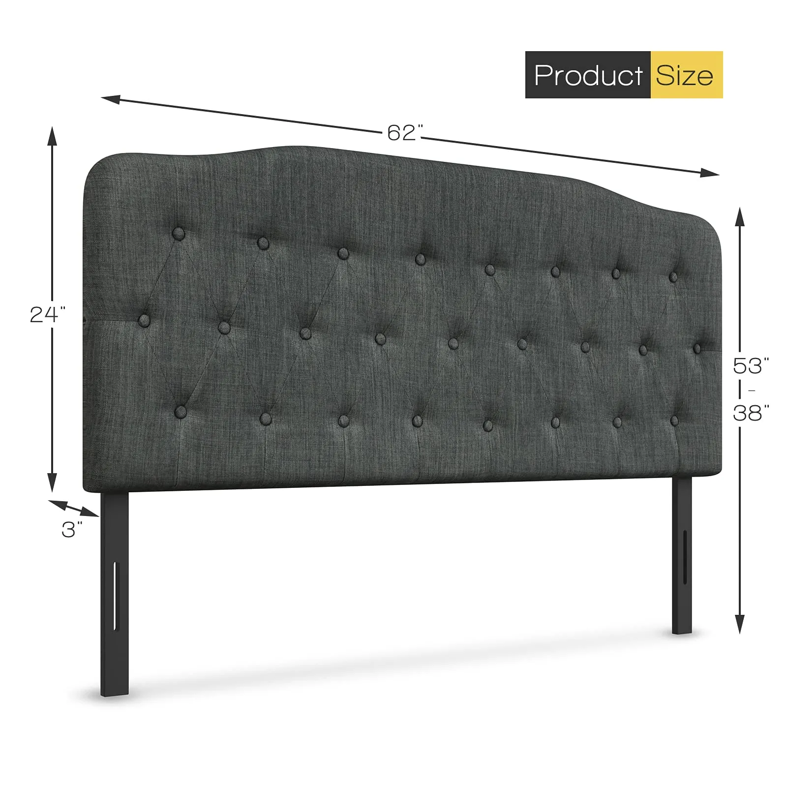 Giantex Upholstered Headboard, Button Tufted Headboard, Queen Size