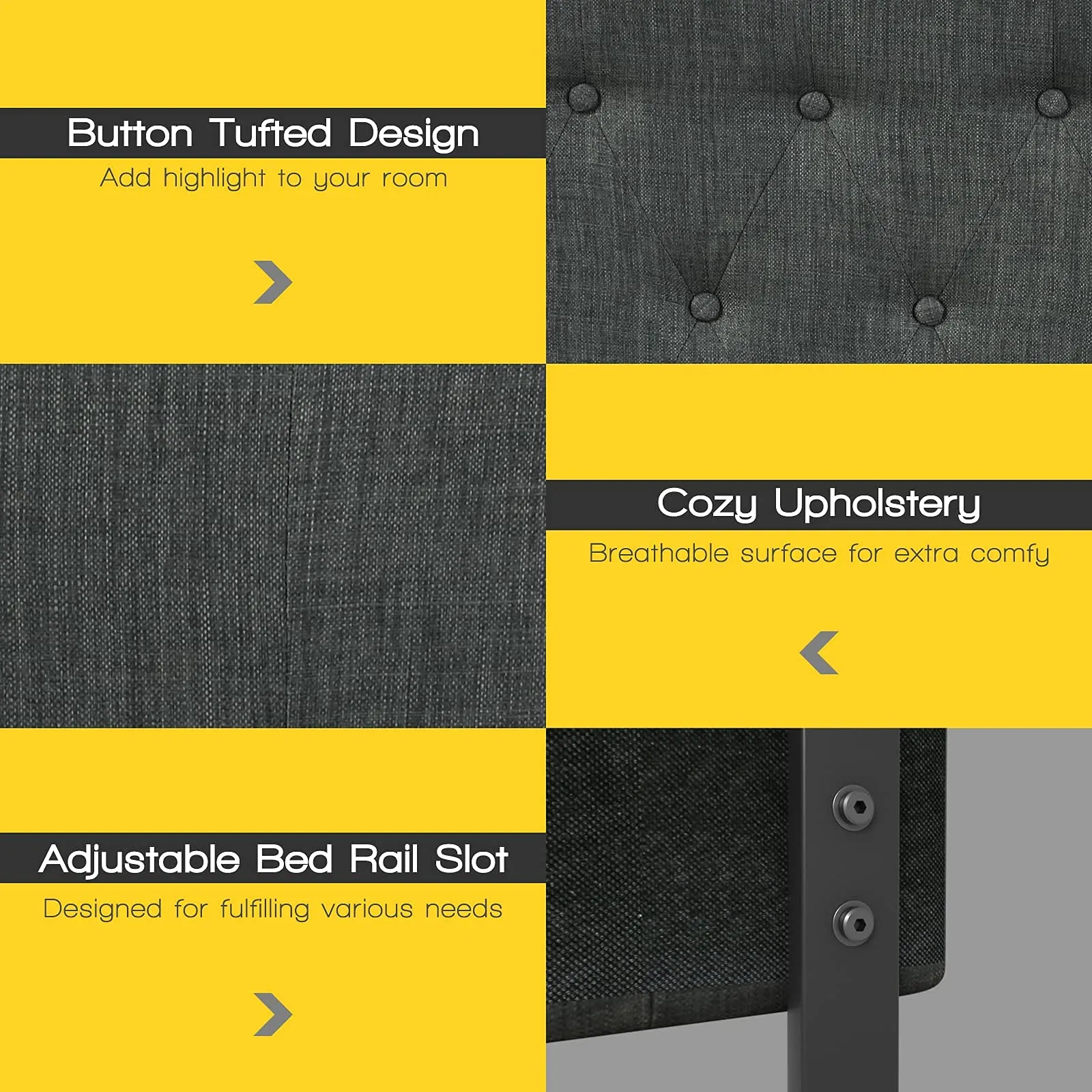 Giantex Upholstered Headboard, Button Tufted Headboard, Queen Size