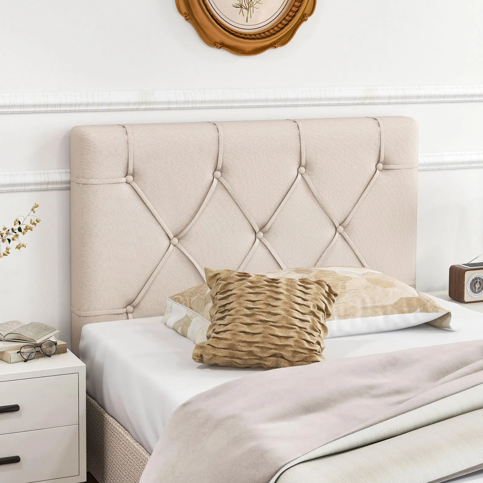 Giantex Upholstered Headboard for Twin/Twin XL Size Bed, Wall Mounted Twin Headboard Only