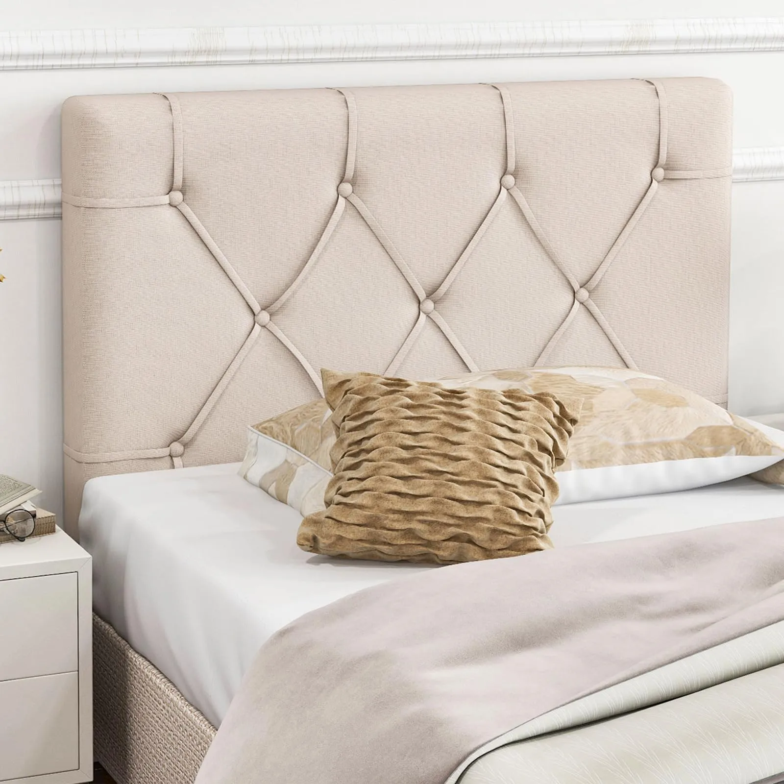 Giantex Upholstered Headboard for Twin/Twin XL Size Bed, Wall Mounted Twin Headboard Only wall decor, decorative wall art