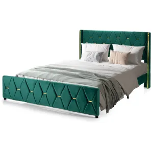 Giantex Upholstered Platform Bed Frame, Full Size Bed with Adjustable Headboard & Wooden Slat Support bed frame, queen bed