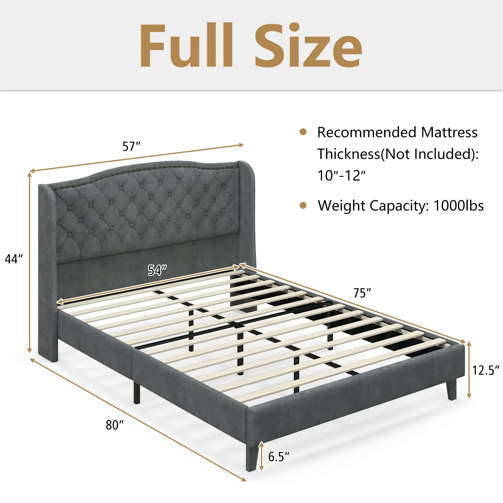 Giantex Velvet Upholstered Bed Frame