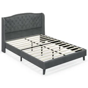 Giantex Velvet Upholstered Bed Frame bed frame, queen bed
